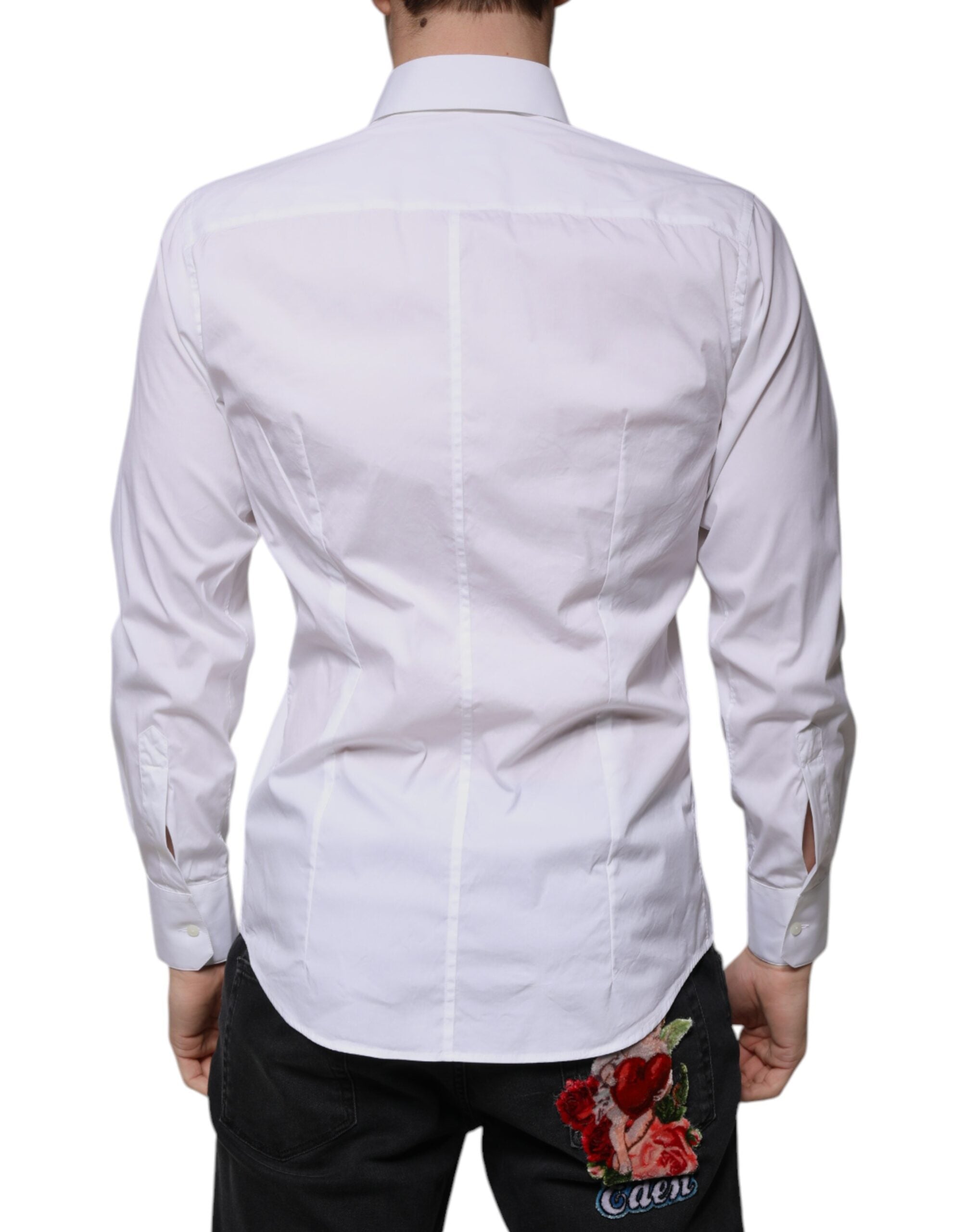 Dolce & Gabbana Beyaz Pamuklu Gömlek MARTINI Slim Fit Erkek